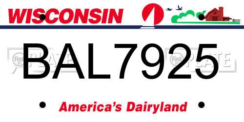 BAL7925 Wisconsin License Plate
