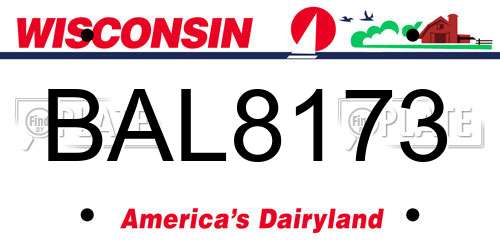BAL8173 Wisconsin License Plate