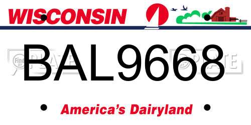 BAL9668 Wisconsin License Plate