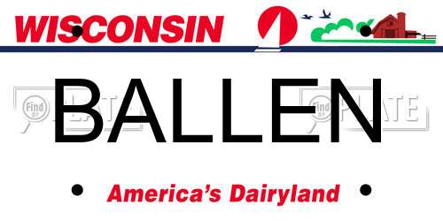 BALLEN Wisconsin License Plate