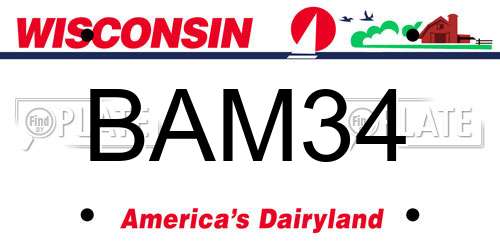 BAM34 Wisconsin License Plate