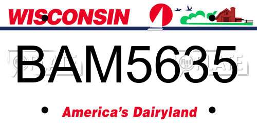 BAM5635 Wisconsin License Plate