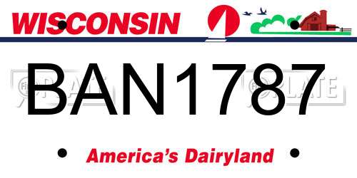 BAN1787 Wisconsin License Plate