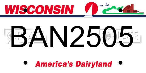 BAN2505 Wisconsin License Plate
