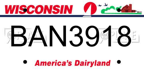 BAN3918 Wisconsin License Plate