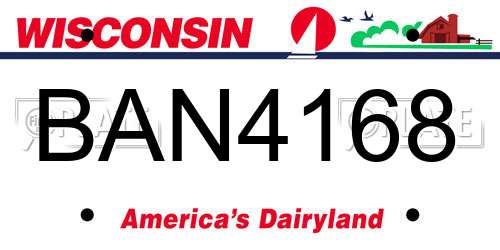 BAN4168 Wisconsin License Plate