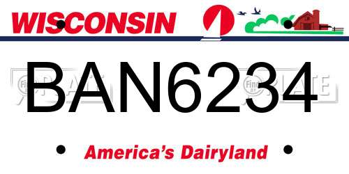 BAN6234 Wisconsin License Plate