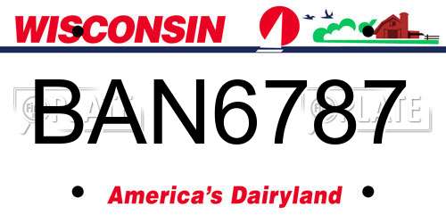 BAN6787 Wisconsin License Plate
