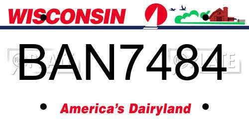 BAN7484 Wisconsin License Plate