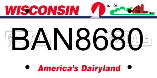 BAN8680 Wisconsin License Plate