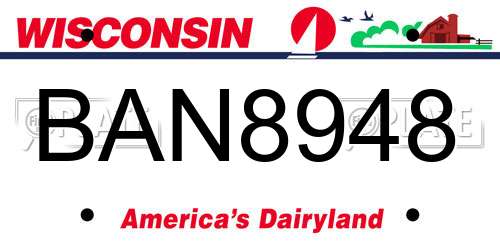 BAN8948 Wisconsin License Plate
