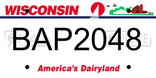 BAP2048 Wisconsin License Plate