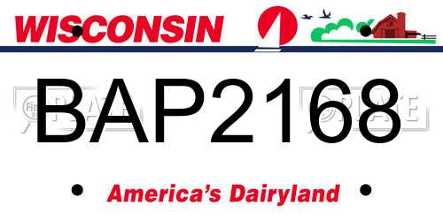 BAP2168 Wisconsin License Plate