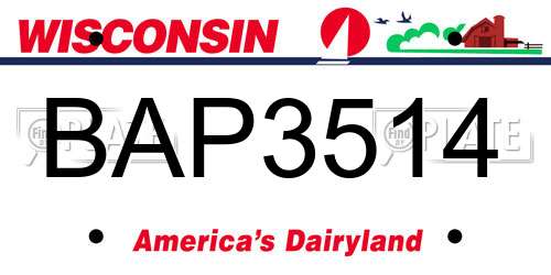 BAP3514 Wisconsin License Plate
