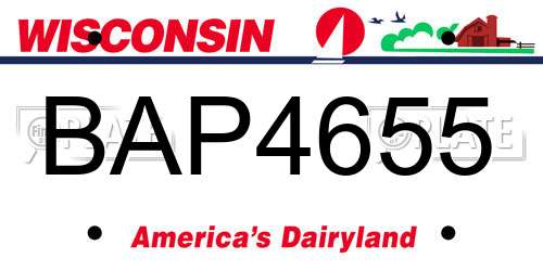 BAP4655 Wisconsin License Plate