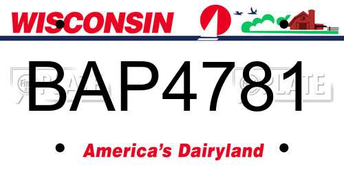 BAP4781 Wisconsin License Plate