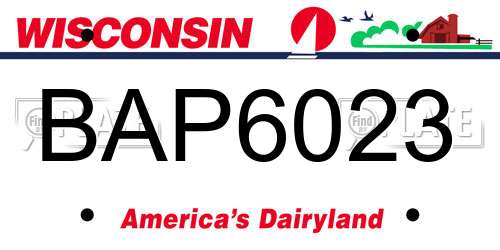 BAP6023 Wisconsin License Plate
