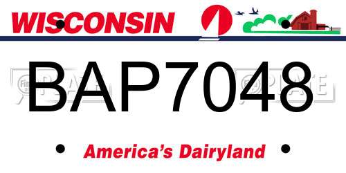 BAP7048 Wisconsin License Plate