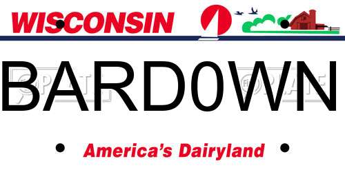 BARD0WN Wisconsin License Plate