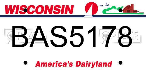 BAS5178 Wisconsin License Plate
