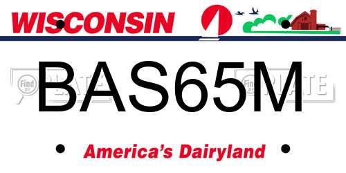 BAS65M Wisconsin License Plate