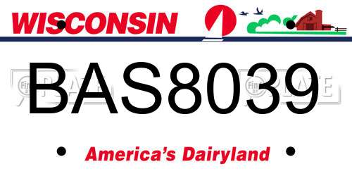 BAS8039 Wisconsin License Plate