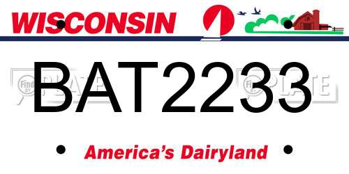BAT2233 Wisconsin License Plate