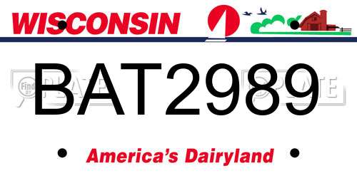 BAT2989 Wisconsin License Plate