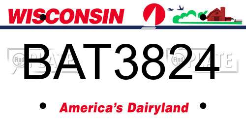 BAT3824 Wisconsin License Plate