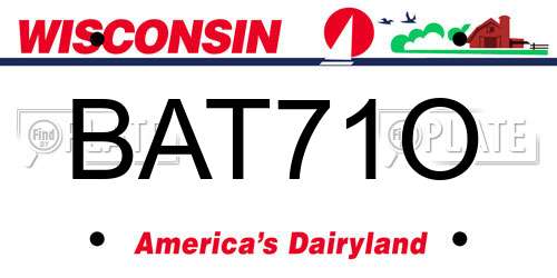 BAT71O Wisconsin License Plate