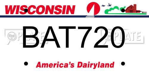 BAT720 Wisconsin License Plate