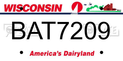 BAT7209 Wisconsin License Plate
