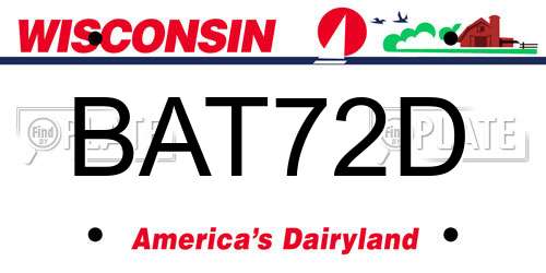 BAT72D Wisconsin License Plate