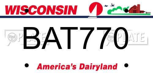 BAT770 Wisconsin License Plate