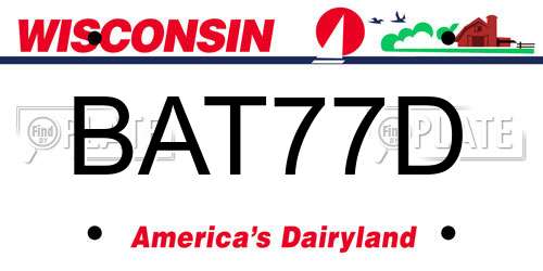 BAT77D Wisconsin License Plate