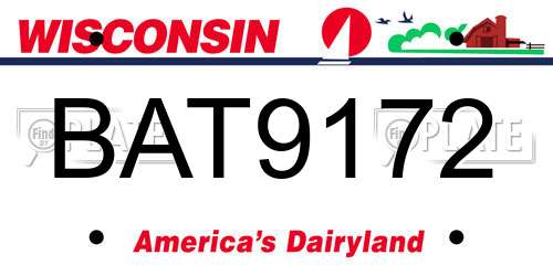 BAT9172 Wisconsin License Plate