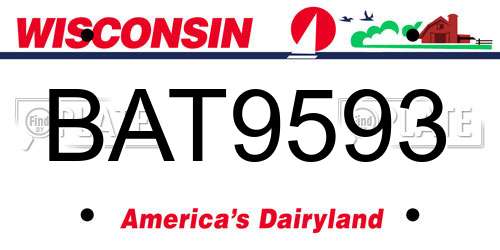 BAT9593 Wisconsin License Plate