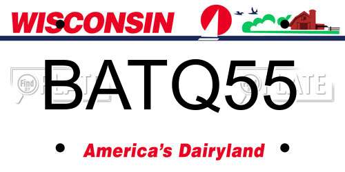 BATQ55 Wisconsin License Plate