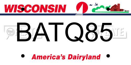 BATQ85 Wisconsin License Plate