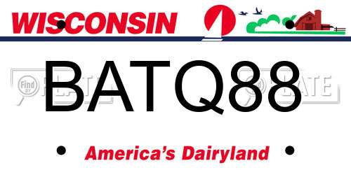BATQ88 Wisconsin License Plate