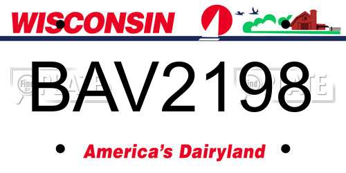 BAV2198 Wisconsin License Plate