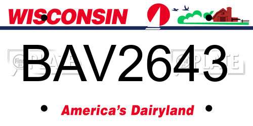 BAV2643 Wisconsin License Plate