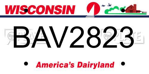 BAV2823 Wisconsin License Plate