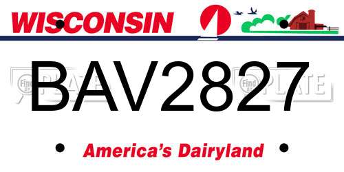 BAV2827 Wisconsin License Plate
