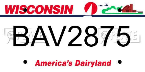 BAV2875 Wisconsin License Plate