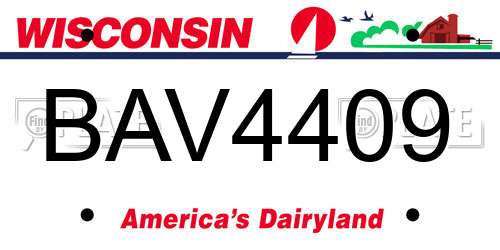BAV4409 Wisconsin License Plate