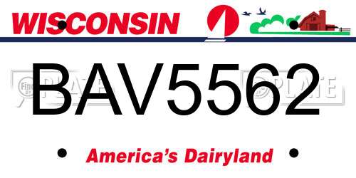 BAV5562 Wisconsin License Plate
