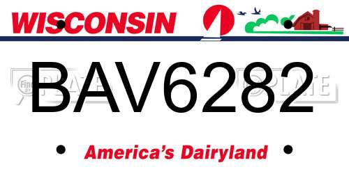 BAV6282 Wisconsin License Plate