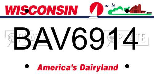 BAV6914 Wisconsin License Plate