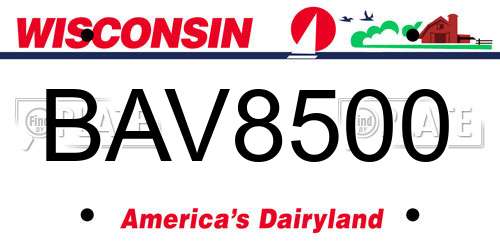 BAV8500 Wisconsin License Plate